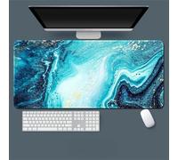 Treer Colorful Graffiti Mouse Mat, Large Mouse Mat, Mouse Pad with Non-Slip Base, Gaming Mouse Pad with Sewn Edges, Mousepad Suitable for Office and Home (Aqua Blue,900x400mm)