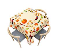 Treer Colorful Halloween Print Antifouling Table Cloth, Washable Table Cloth Wipe Clean, Square Splash Proof Tablecloth, Tablecloths for Kitchen Decoration Outdoor Picnic (Halloween Candy,200x200cm)