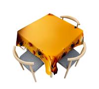 Treer Colorful Halloween Print Antifouling Table Cloth, Washable Table Cloth Wipe Clean, Square Splash Proof Tablecloth, Tablecloths for Kitchen Decoration Outdoor Picnic (Yellow,140x140cm)