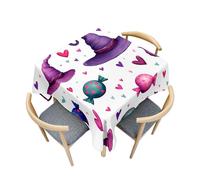 Treer Colorful Halloween Print Antifouling Table Cloth, Washable Table Cloth Wipe Clean, Square Splash Proof Tablecloth, Tablecloths for Kitchen Decoration Outdoor Picnic (Colorful,60x60cm)