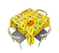Treer Colorful Halloween Print Antifouling Table Cloth, Washable Table Cloth Wipe Clean, Square Splash Proof Tablecloth, Tablecloths for Kitchen Decoration Outdoor Picnic (Pumpkin,60x60cm)