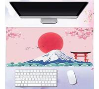 Treer Colorful Japanese Sakura Mouse Mat, Smooth Large Mouse Mat, Mouse Pad with Non-Slip Base, Gaming Mouse Pad with Sewn Edges, Mousepad Suitable for Office and Home (Sun,1000x500x3mm)