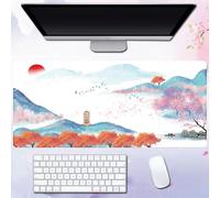 Treer Colorful Japanese Sakura Mouse Mat, Smooth Large Mouse Mat, Mouse Pad with Non-Slip Base, Gaming Mouse Pad with Sewn Edges, Mousepad Suitable for Office and Home (Mountains,1200x600x3mm)
