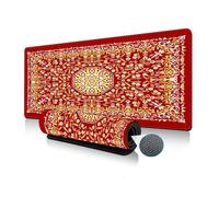 Treer Colorful Mandala Mouse Mat, Wear-Resistant Large Mouse Mat, Mouse Pad with Non-Slip Base, Gaming Mouse Pad with Sewn Edges, Mousepad Suitable for Office and Home (Red,900x400mm)