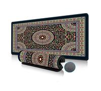 Treer Colorful Mandala Mouse Mat, Wear-Resistant Large Mouse Mat, Mouse Pad with Non-Slip Base, Gaming Mouse Pad with Sewn Edges, Mousepad Suitable for Office and Home (Black,800x300mm)