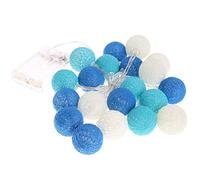 Treer Cotton Ball String Fairy Lights 6cm Christmas Balls Warm White LED Night Lights Battery Garland Lamp Garden Indoor Home Holiday Party Wedding Xmas Decoration (5M-50LED,Blue)