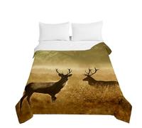 Treer Coverless Duvet 3 TOG,Summer Duvet Single/Double/king,3D Elk Pattern Lightweight Quilt,Soft Reversible Microfibe Quilted Bedspreads,Filler Cotton (Dawn,150x200cm)