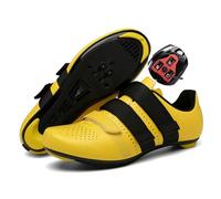 Treer Cycling Shoes Mens and Womens, 3.5-12 UK Size Road Bikes Mountain Bikes Cycle Trainers Shoes Look SPD Cleats Unisex Men Women Spin Bike Indoor Outdoor (Yellow,4)