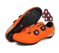 Treer Cycling Shoes Mens and Womens, 3.5 UK -12 UK Road Bikes Mountain Bikes Cycle Trainers Shoes Look SPD Cleats Unisex Men Women Spin Bike Indoor Outdoor (Orange,9.5)