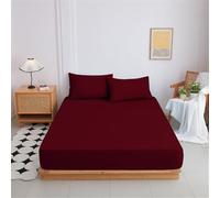 Treer Deep Fitted Sheets Single - Double - King Size, Bed Sheets Extra Deep Pocket 8 inch (20 cm) Easy Care Soft Microfibre Fabric for all Seasons (Deep red,90 * 200+20cm)