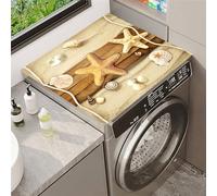 Treer Diatomite Washer and Dryer Top Protector Mat, Starfish Print Absorbent Non-Slip Countertop Pad, Waterproof Washing Machine Cover, Durable Protective Mat for Laundry Room (Khaki,30x40cm)