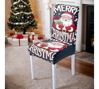 Treer Dining Chair Covers Set of 2 4 6 8, Christmas Xmas Stretch Chair Covers for Dining Room Washable Soft Elastic Slipcovers Seat Protector for Party (Santa Claus 6,2pc)