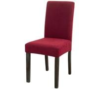 Treer Dining Chair Covers Set of 2 4 6 8, Stretch Chair Covers for Dining Room Washable Removable Soft Elastic Slipcovers Seat Protector for Kitchen Dining Room (Corn Velvet - Red,2)