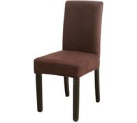 Treer Dining Chair Covers Set of 2 4 6 8, Stretch Chair Covers for Dining Room Washable Removable Soft Elastic Slipcovers Seat Protector for Kitchen Dining Room (Corn Velvet - Brown,8)