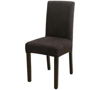 Treer Dining Chair Covers Set of 2 4 6 8, Stretch Chair Covers for Dining Room Washable Removable Soft Elastic Slipcovers Seat Protector for Kitchen Dining Room (Corn Velvet - Black,2)