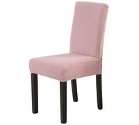 Treer Dining Chair Covers Set of 2 4 6 8, Stretch Chair Covers for Dining Room Washable Removable Soft Elastic Slipcovers Seat Protector for Kitchen Dining Room (Corn Velvet - Pink,6)