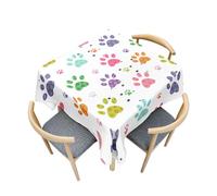 Treer Dog Paw Print Table Cloth, Square Wipe Clean Tablecloth Tablecloths Splash Proof, Table Cloths for Kitchen Decoration Outdoor Picnic (Multicolor,200x200cm)