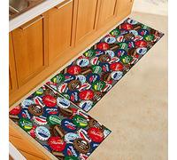 Treer Doormats Rugs Non-Slip Washable, with Creative Geometry Patterns Decoration,Rubber Backing Indoor Rectangle Floor Mat Carpet for Livingroom/Bedroom/Kitchen (50x160cm,Beer Cap)