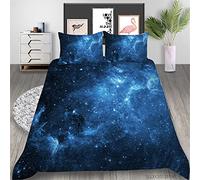 Treer Duvet Cover Set 3 Pieces for Single Double King Super King Size Bed, 3D Bedding Sets Soft Microfiber Duvet Set with Pillowcases and Quilt Case (Starry sky 1,220x260cm)
