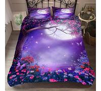 Treer Duvet Cover Set Bedding Pillowcases Set, Single Bed Double King Bed Microfiber Duvet Set - 3D Dream Forest Print (Fantasy Forest,135x200cm(2pcs))