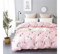 Treer Duvet Cover Set Bedding Set with Zipper Closure Quilt Case and 1/2 Pillowcases Nordic Style Microfiber Couple Single Double King Size Soft Duvet Set (Rainbow Unicorn,135x200cm)