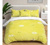 Treer Duvet Cover Set Double Single King Bedding Children Adult Bedding Set 3d Cartoon Themed Comforter Cover with 2 Pillowcases Decorative Microfiber Quilt Cover 3 pcs (Daisy yellow,135x200cm)