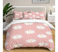Treer Duvet Cover Set Double Single King Bedding Children Adult Bedding Set 3d Cartoon Themed Comforter Cover with 2 Pillowcases Decorative Microfiber Quilt Cover 3 pcs (Daisy pink,220x240cm)