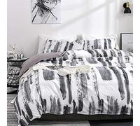 Treer Duvet Cover Set Ink Painting Graffiti Bedding Set, Single Double King Size Microfiber Nordic style Soft Duvet Set with Zipper Closure Quilt Case and 1/2 Pillowcases (Grey Classic,220x240cm)
