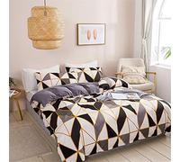 Treer Duvet Cover Set Nordic Geometry Bedding Set, Single Double King Size Microfiber Nordic style Soft Duvet Set with Zipper Closure Quilt Case and 1/2 Pillowcases (Grey Geometry,220x240cm)