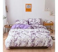 Treer Duvet Cover Sets 220 X 240cm/200 X 200cm Rock Pattern Novelty Interesting Pillowcases 3Pcs Polyester, Double Bedding Soft Comfortable, 2* matching pillowcases (Double,Marble-purple)