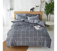 Treer Duvet Cover Sets - Duvet Cover Pillowcases 3Pcs, Single Double Super King Size Bedding, Bed Set - Quilt Cover and 2 * Pillow Case (Grey plaid,200x200cm)