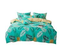 Treer Duvet Cover Sets Pillowcases 3Pcs Polyester,Single Double Super King Size Bedding,Plant Flower Printed Bed Set -Reversible Quilt Cover and 2*Matching Pillow Case (Tropical style,220x240cm)