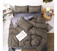 Treer Duvet Cover Sets Pillowcases 3Pcs Polyester, Single Double Super King Size Bedding Soft Comfortable, Bed Set -Quilt Cover witn Zips and 2*Matching Pillow Case (Retro plaid,200x200cm)