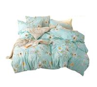 Treer Duvet Cover Sets Pillowcases Polyester, Single Double Super King Bedding Prevent Allergy Soft Comfortable Colorful Simple 3Pcs, Flower, Leaf, Geometry (blue,King)