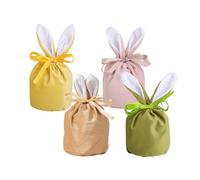Treer Easter Bags for Sweets, 4 pcs Drawstring Gift Happy Easter Kawaii Candy Treat Bags, for Candy Chocolate Biscuit Egg Hunt Party Decorations (Color D)