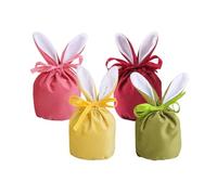 Treer Easter Bags for Sweets, 4 pcs Drawstring Gift Happy Easter Kawaii Candy Treat Bags, for Candy Chocolate Biscuit Egg Hunt Party Decorations (Color A)