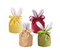 Treer Easter Bags for Sweets, 4 pcs Drawstring Gift Happy Easter Kawaii Candy Treat Bags, for Candy Chocolate Biscuit Egg Hunt Party Decorations (Color E)