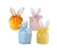 Treer Easter Bags for Sweets, 4 pcs Drawstring Gift Happy Easter Kawaii Candy Treat Bags, for Candy Chocolate Biscuit Egg Hunt Party Decorations (Color H)