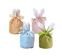 Treer Easter Bags for Sweets, 4 pcs Drawstring Gift Happy Easter Kawaii Candy Treat Bags, for Candy Chocolate Biscuit Egg Hunt Party Decorations (Color J)