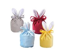 Treer Easter Bags for Sweets, 4 pcs Drawstring Gift Happy Easter Kawaii Candy Treat Bags, for Candy Chocolate Biscuit Egg Hunt Party Decorations (Color I)