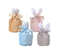 Treer Easter Bags for Sweets, 4 pcs Drawstring Gift Happy Easter Kawaii Candy Treat Bags, for Candy Chocolate Biscuit Egg Hunt Party Decorations (Color G)