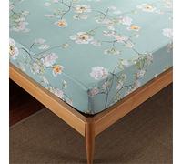 Treer Fitted Sheet Microfibre, Floral Printed Bedding Fitted Sheets Extra Deep 30cm Fitted Bed Sheet Breathable Soft Elasticity Wrinkle Resistant for Single Double King Bed (150x200x30cm,Daisy)
