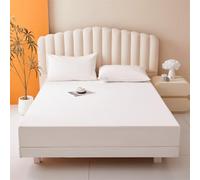 Treer Fitted Sheet with Elastic Edges Single Double Super King Bed, Soft Breathable Fitted Sheet with Extra Deep Pocket 12 inch (30 cm) Machine Washable for Room Decor (160 * 200cm,White)
