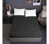 Treer Fitted Sheet with Elastic Edges Single Double Super King Bed, Soft Breathable Fitted Sheet with Extra Deep Pocket 12 inch (30 cm) Machine Washable for Room Decor (Starry Sky,150 * 200cm)