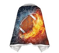 Treer Fleece Blanket Sofa Throw, 3D Flame Ball Print Fluffy Soft Throws TV Blankets With Buttons Warm Poncho Shawl Blankets Cloak Cape for Bed Couch Office Travel (Rugby,100x70cm)