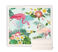 Treer Fleece Blanket Sofa Throw, 3D Flamingo Print Fluffy Soft Throws Versatile TV Blankets With Buttons Warm Poncho Shawl Blankets Cloak Cape for Bed Couch Travel (Frangipani,100x70cm)