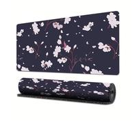 Treer Flower Print Mouse Mat, Large Mouse Mat with Sewn Edges, Mouse Pad with Non-Slip Base, Gaming Mouse Pad, Mousepad Suitable for Office and Home (800x300mm,Petal)