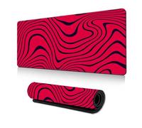 Treer Gaming Mouse Pad PC Office Abstract Painting Keyboard Mat Extended Large Desk Mat Computer Mouse Mat, Mousepad Non-Slip Stitched Edge for Home Office Work (300 * 700 * 3mm,red)