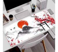 Treer Gaming Mouse Pad PC Office Ink Painting Keyboard Mat Extended Large Desk Mat Computer Mouse Mat, Mousepad Non-Slip Stitched Edge for Home Office Work (500 * 1000 * 3mm,flowers A)