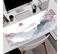 Treer Gaming Mouse Pad PC Office Ink Painting Keyboard Mat Extended Large Desk Mat Computer Mouse Mat, Mousepad Non-Slip Stitched Edge for Home Office Work (500 * 1000 * 3mm,flowers H)
